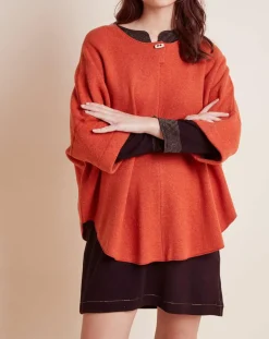 Poncho en Laine mélangée Etoffe cannelle/gris-Le Chat Discount