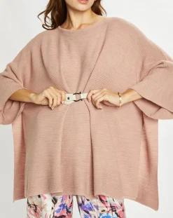 Poncho en Laine mélangée Store rose antique-Lauren Vidal