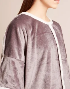 Poncho en Velours Cocoon gris/écru-Le Chat Outlet