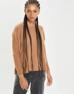 Poncho large 100% Cachemire col rond Alizée mocha-Cashmere Tribu Sale