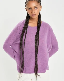Poncho large 100% Cachemire col rond Alizée orchidée-Cashmere Tribu Outlet