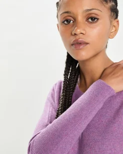 Poncho large 100% Cachemire col rond Alizée orchidée-Cashmere Tribu Outlet
