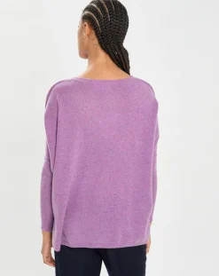 Poncho large 100% Cachemire col V Emma orchidée-Cashmere Tribu