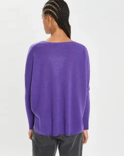 Poncho large 100% Cachemire col rond Alizée grape-Cashmere Tribu Outlet