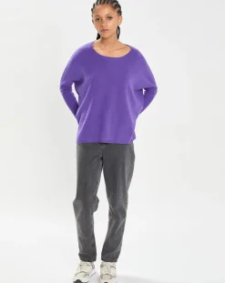 Poncho large 100% Cachemire col rond Alizée grape-Cashmere Tribu Outlet