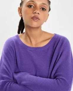 Poncho large 100% Cachemire col rond Alizée grape-Cashmere Tribu Outlet