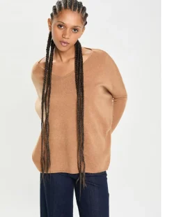 Femme Cashmere Tribu Pulls^Poncho large 100% Cachemire col V Emma mocha