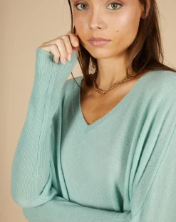 Femme Cashmere Tribu Pulls^Poncho large 100% Cachemire Emma col V amande