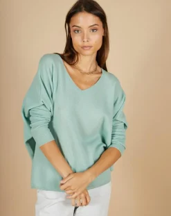 Femme Cashmere Tribu Pulls^Poncho large 100% Cachemire Emma col V amande