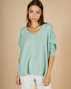 Femme Cashmere Tribu Pulls^Poncho large 100% Cachemire Emma col V amande