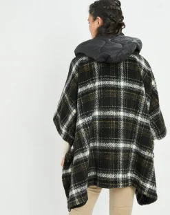Poncho Tylan à carreaux noir-Lauren Vidal