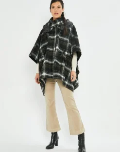 Poncho Tylan à carreaux noir-Lauren Vidal