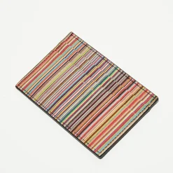 Porte-cartes en Cuir Signature Stripe noir/multicolore - 10x6.7 cm-Paul Smith