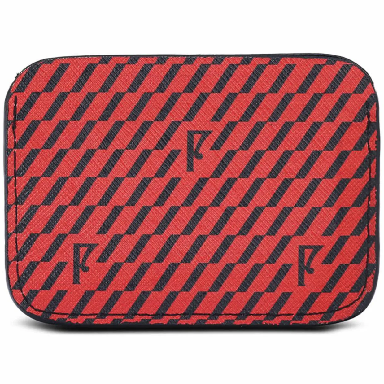 Femme Maison Faret Porte-Monnaie Et Portefeuilles^Porte-cartes en Toile enduite noir/rouge - 7.5x10.5x0.5 cm