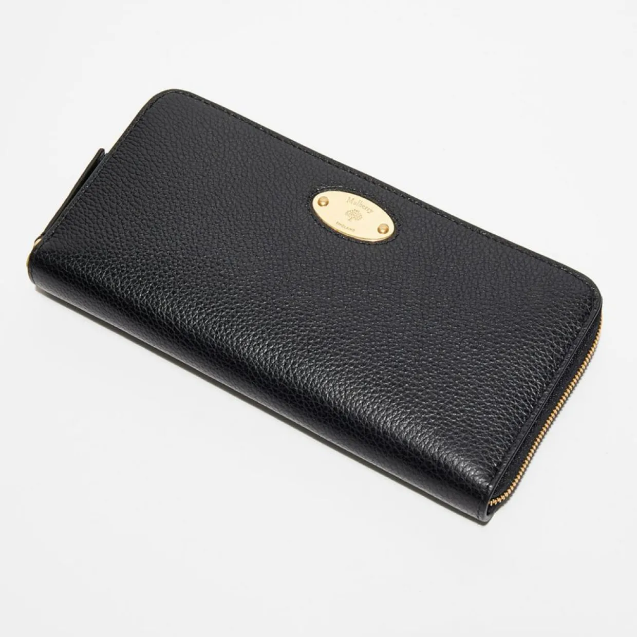 Portefeuille en Cuir Plaque noir - 9.5x19 cm-Mulberry