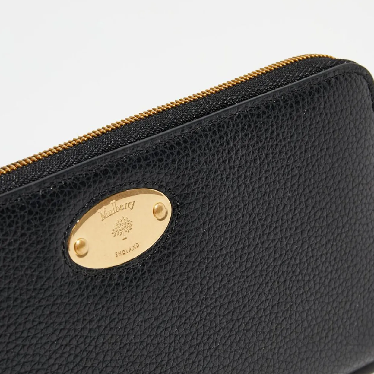Portefeuille en Cuir Plaque noir - 9.5x19 cm-Mulberry