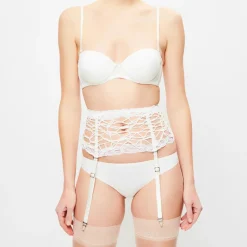 Femme La Perla Lingerie, Nuit^Porte-jarretelles en Soie mélangée Desert Rose blanc cassé