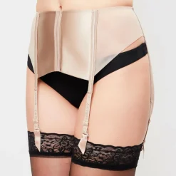 Femme La Perla Lingerie, Nuit^Porte-jarretelles en Soie mélangée Tulle Nervures bronze