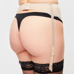 Femme La Perla Lingerie, Nuit^Porte-jarretelles en Soie mélangée Tulle Nervures bronze