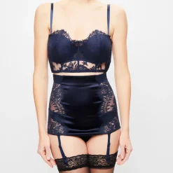 Porte-jarretelles Freesia bleu nuit-La Perla New
