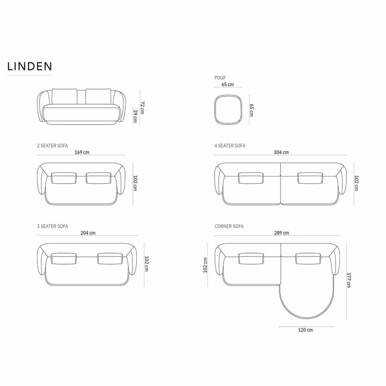 Mazzini Sofas Poufs^Pouf Linden Chenille bleu - 65x65x39 cm