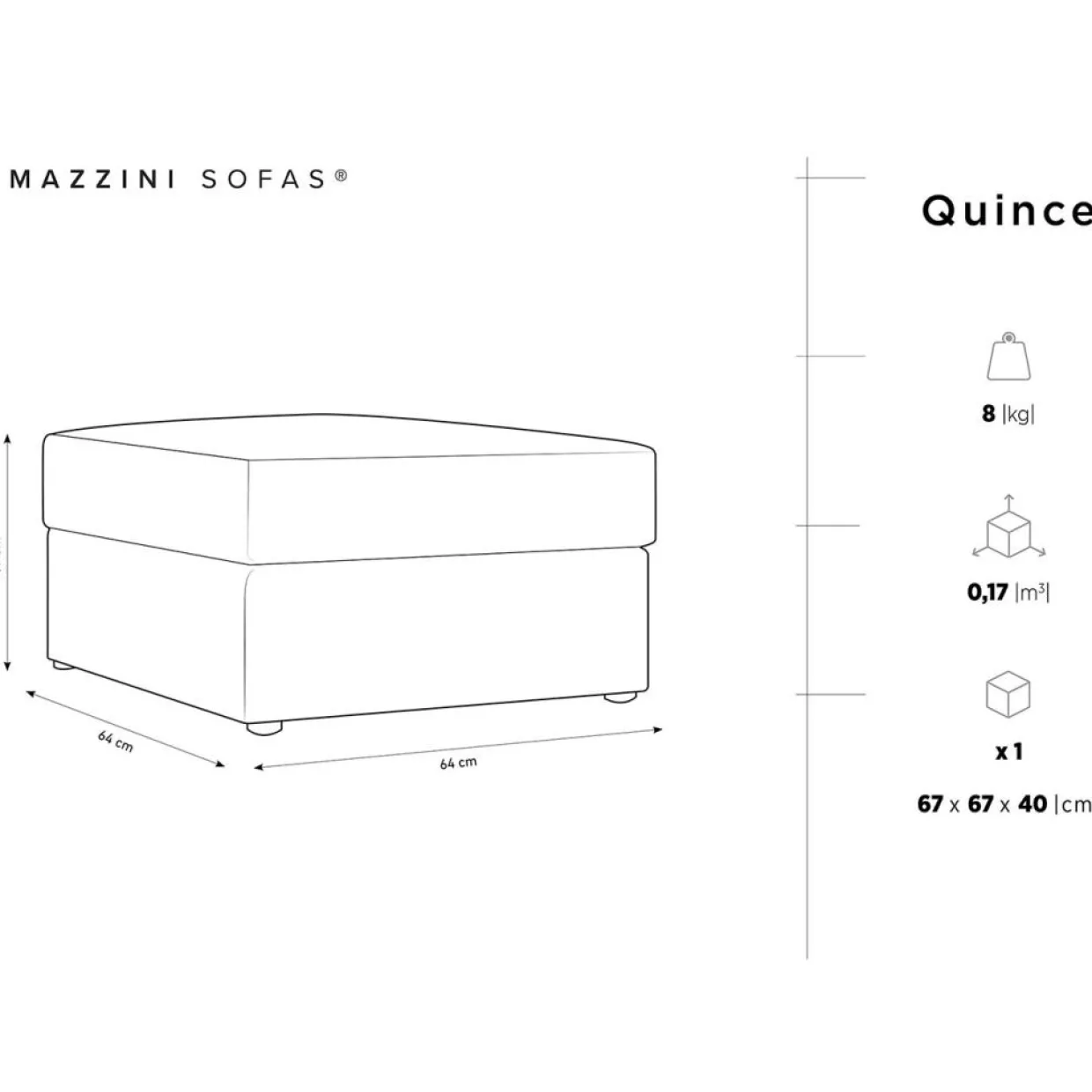 Pouf Quince gris foncé - 64x64x37 cm-Mazzini Sofas Hot