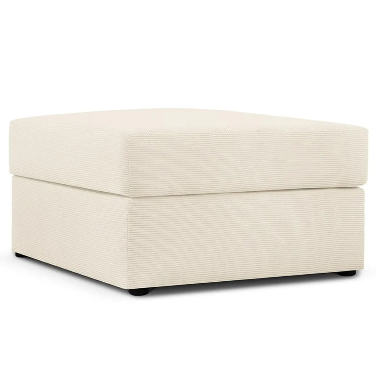 Mazzini Sofas Poufs^Pouf Quince Velours côtelé beige clair - 64x64x37 cm
