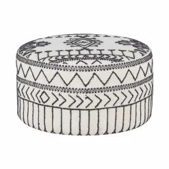 Bois & Chiffons Poufs^Pouf tribal rond 90 cm Acacia M&M offer Gris argent - 90x90x45 cm