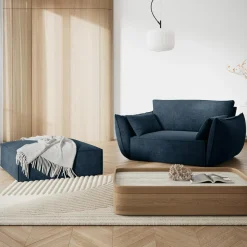 Mazzini Sofas Poufs^Pouf Vanda bleu roi - 100x80x36 cm