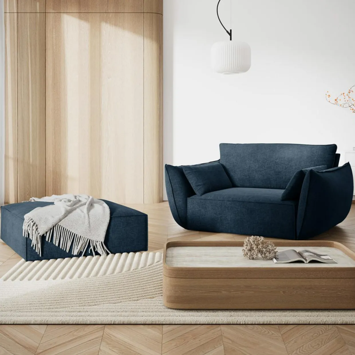 Mazzini Sofas Poufs^Pouf Vanda bleu roi - 100x80x36 cm