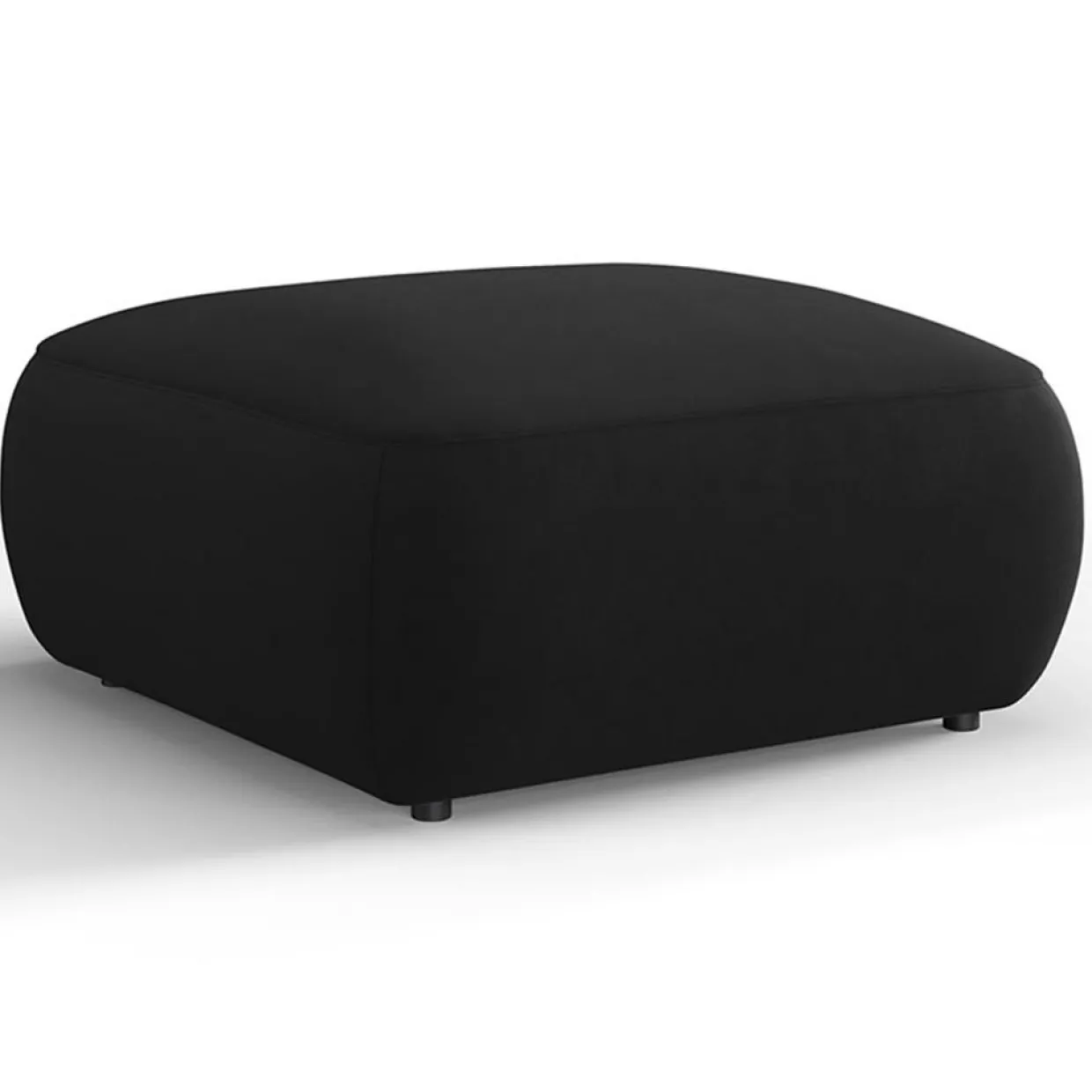 Pouf Velours Jasmin noir - 75x75x36 cm-Mazzini Sofas