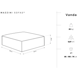 Pouf Velours Vanda beige clair - 100x80x36 cm-Mazzini Sofas Sale
