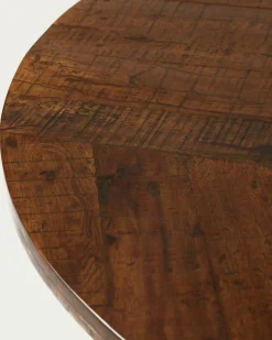 Uniqka Tables^Prague - Table repas ronde en bois massif et pied tulipe doré D110 cm 6 pers