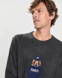 Pull 100% Laine Mérinos Harry Dog gris foncé-Hackett London Online