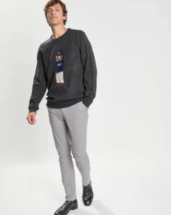 Pull 100% Laine Mérinos Harry Dog gris foncé-Hackett London Online