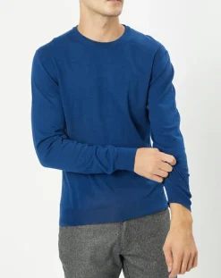 Homme Hackett London Pulls^Pull 100% Bambou ras du cou bleu