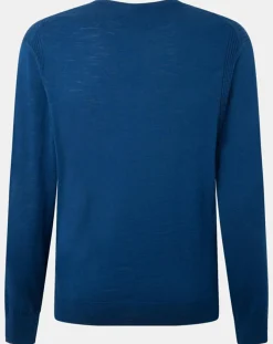 Homme Hackett London Pulls^Pull 100% Bambou ras du cou bleu
