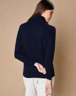 Pull 100% Cachemire 4 fils Audrey col roulé bleu marine-Oscar et Louise