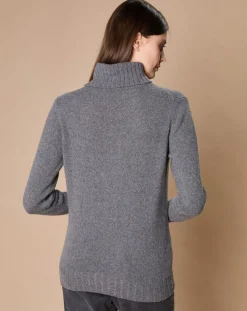 Femme Oscar et Louise Pulls^Pull 100% Cachemire 4 fils Audrey col roulé anthracite