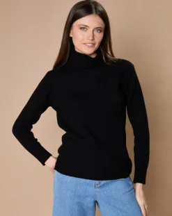 Pull 100% Cachemire 4 fils Audrey col roulé noir-Oscar et Louise Best
