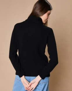 Pull 100% Cachemire 4 fils Audrey col roulé noir-Oscar et Louise Best