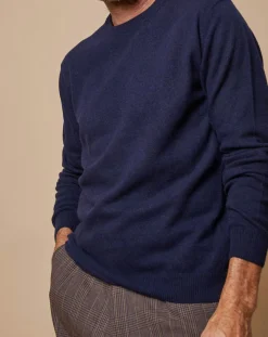 Pull 100% Cachemire 4 fils Harry col rond bleu marine-Oscar et Louise Hot