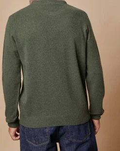 Pull 100% Cachemire 4 fils Harry col rond kaki-Oscar et Louise Clearance
