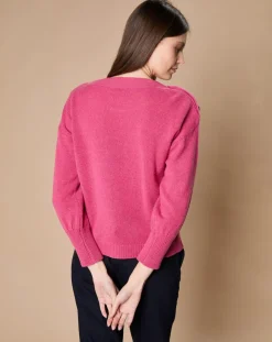 Pull 100% Cachemire 4 fils Jane col bateau fuchsia-Oscar et Louise Best
