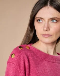 Pull 100% Cachemire 4 fils Jane col bateau fuchsia-Oscar et Louise Best