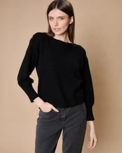 Femme Oscar et Louise Pulls^Pull 100% Cachemire 4 fils Jane col bateau noir