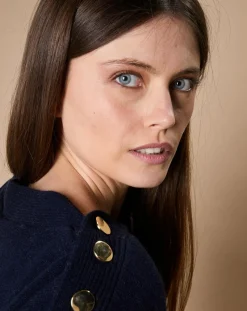 Pull 100% Cachemire 4 fils Jane col bateau bleu marine-Oscar et Louise