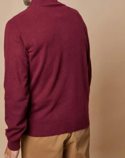 Pull 100% Cachemire 4 fils John col camionneur bordeaux/gris-Oscar et Louise Online