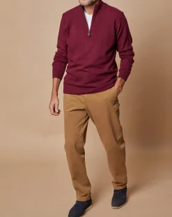 Pull 100% Cachemire 4 fils John col camionneur bordeaux/gris-Oscar et Louise Online