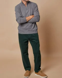 Homme Oscar et Louise Pulls^Pull 100% Cachemire 4 fils John col camionneur gris anthracite/marine